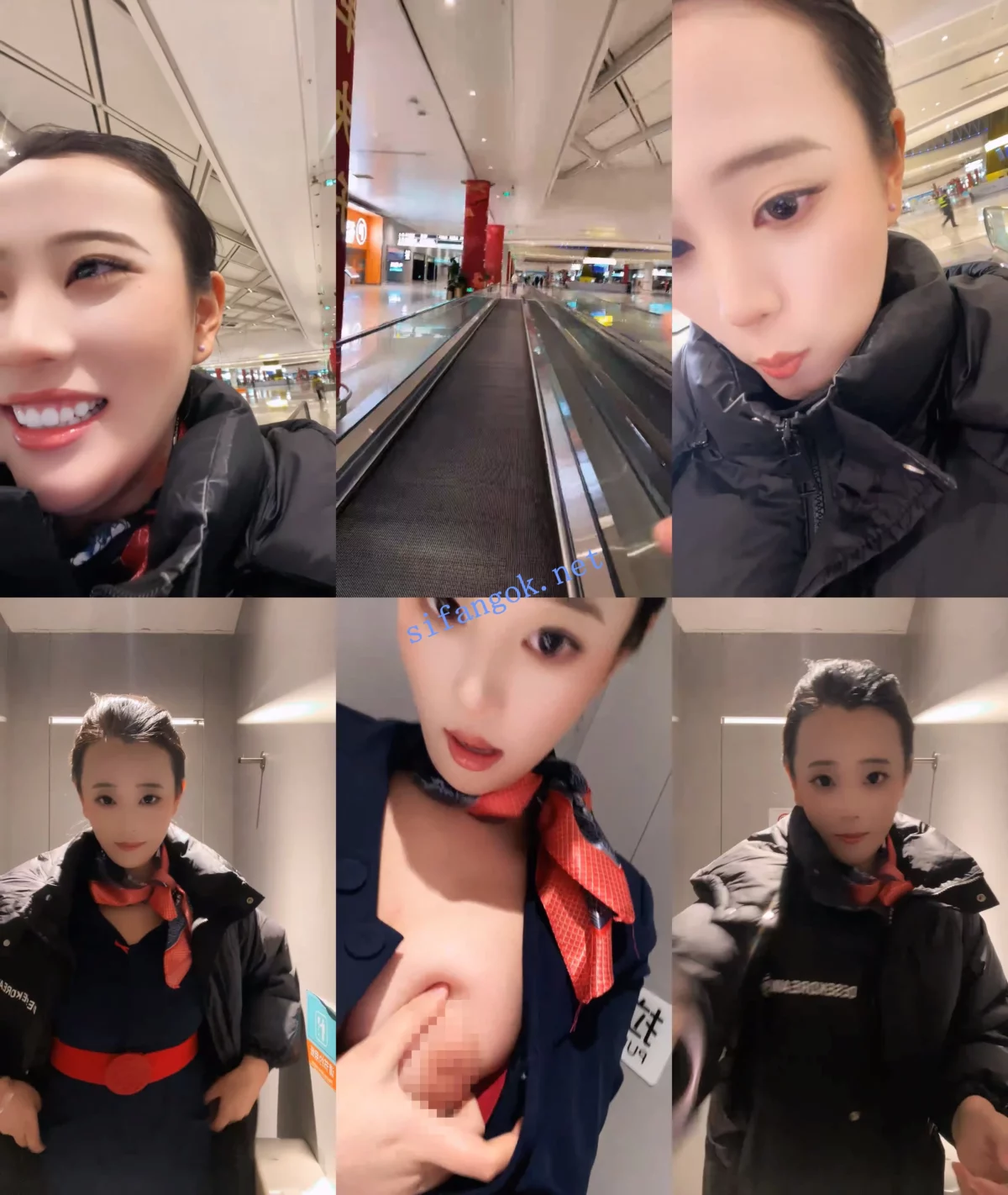 ♆♆【小鱼糕冷】巨乳空姐~! 机场直播~跳蛋道具自慰~啪啪